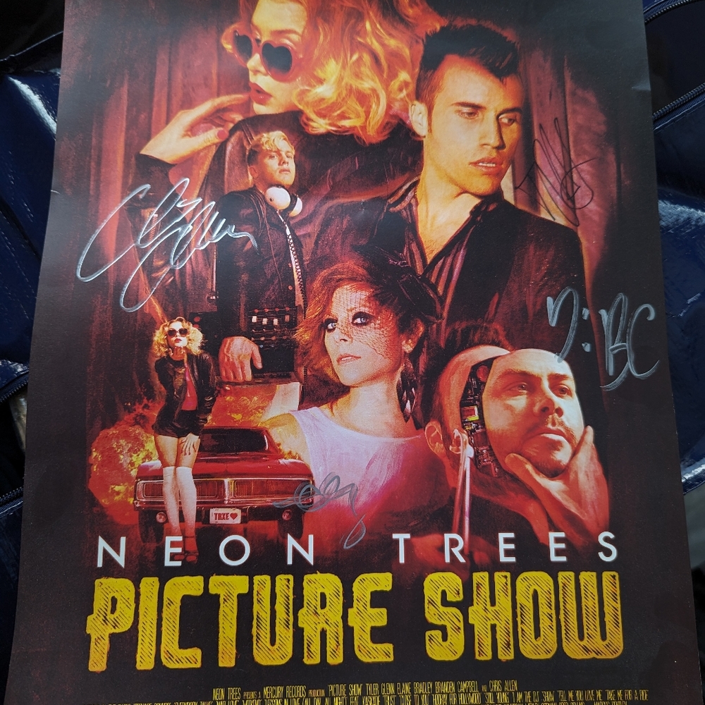 Neon Trees poster with autographs